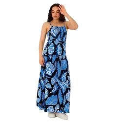 Vestito Senza Maniche Paradise Maxi Indigo S