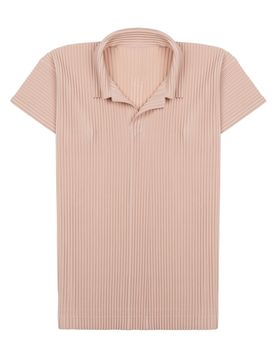 Men's Textured Pleated Polo Shirt in 100% Polyester
