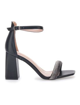 Sandali Neri con Tacco e Strass 419 40