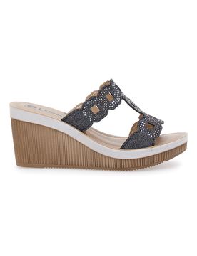 Ciabatte Nere Con Zeppa e Strass 34 As 38