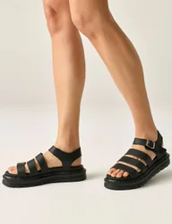 Porto Strappy Flat Sandals Black female