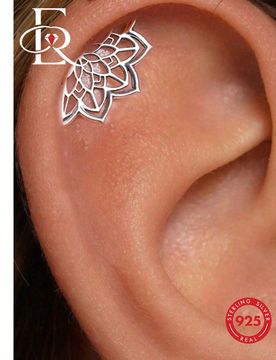 Pieza Pendientes de plata de ley 925 con engaste de garra, pendientes de perforación de oreja/cartílago/hélix chapados en oro de 18K, joyería hipo