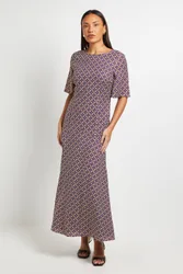 Geo Maxi Dress - Blue - Size: 14