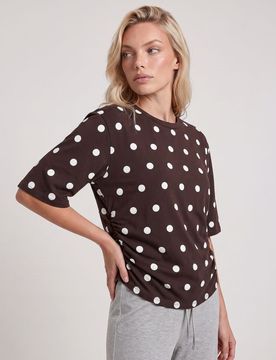 Blusa in cotone con maniche a 3/4 e arricciature laterali - multicolor
