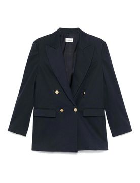 Giacca blazer in misto cotone girocollo