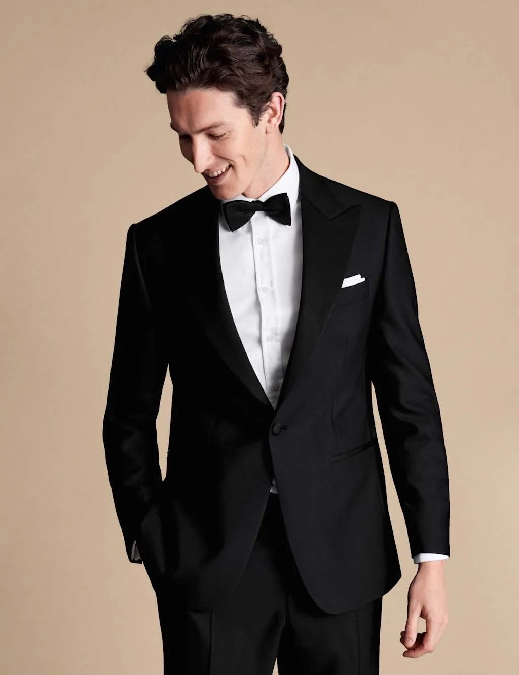 Slim Fit Pure Wool Suit Jacket Black male - Charles Tyrwhitt - FashionsVida