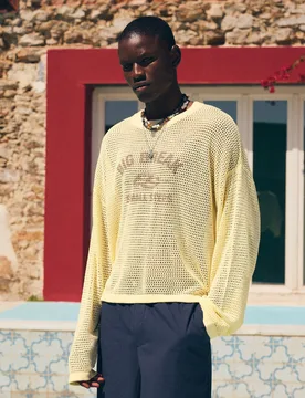 Pull En Mesh Imprimé S Jaune - Bershka - FashionsVida