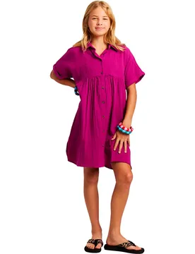 Robe Courte à Manches Courtes Halaki Punch Pink 140 cm Fille