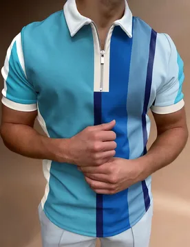 D Short Sleeved Men's Fashion Casual Polo Shirt with Collar Zipper and Short Sleeved T-shirt - Aliexpress - FashionsVida
