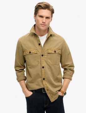 Superdry Herren Military Langarm-overshirt Hellbraun - Größe: XL
