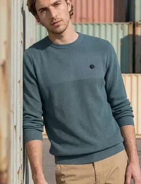 Street One Pullover mit Rundhals und Strukturmix male Blau