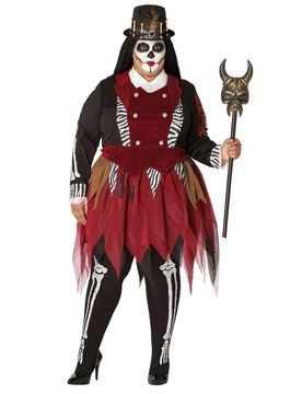 Voodoo-Kostüm für Damen Halloween-Kostüm für Damen schwarz-weiss - female
