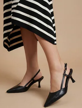 Women's Luneth Kitten Heel Slingback Faux Leather Court Shoes in Black Size: 7 - Black - Size: 7 - Dorothy perkins - FashionsVida