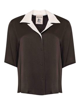 Camicia Marina In Raso Di Misto Seta