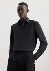 Slim Business Hemd Uni Schwarz 42
