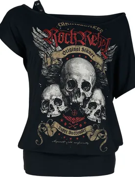 Rock T-Shirt - S bis XXL - für Damen - Größe XL - schwarz - Frauen - female - Rock Rebel by EMP - FashionsVida
