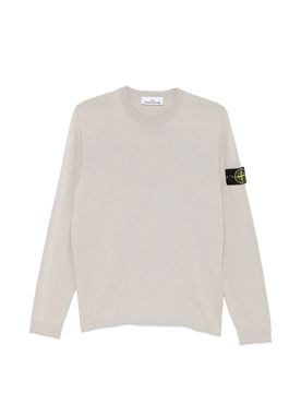 Inspired Ribbed Crewneck Sweater with Badge Sleeve Detail