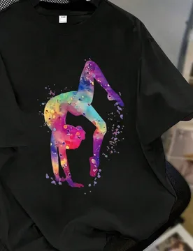 Blusa de yoga y baile de manga corta y cuello redondo con estampado, para niñas, estilo casual, nueva llegada de verano, moda para adolescentes - Shein - FashionsVida