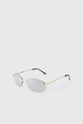 Herren Ovale Getönte Sonnenbrille Gold