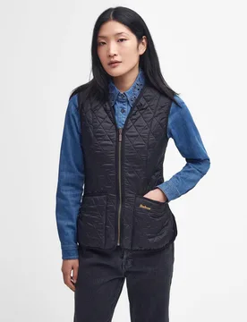 Gilet nero Flecce trapuntato dalla linea sfiancata con scollo a V e chiusura a cerniera - Barbour - FashionsVida