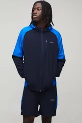 Mens Regular Woven Colour Block Nylon Tracksuit - Navy - Size Medium