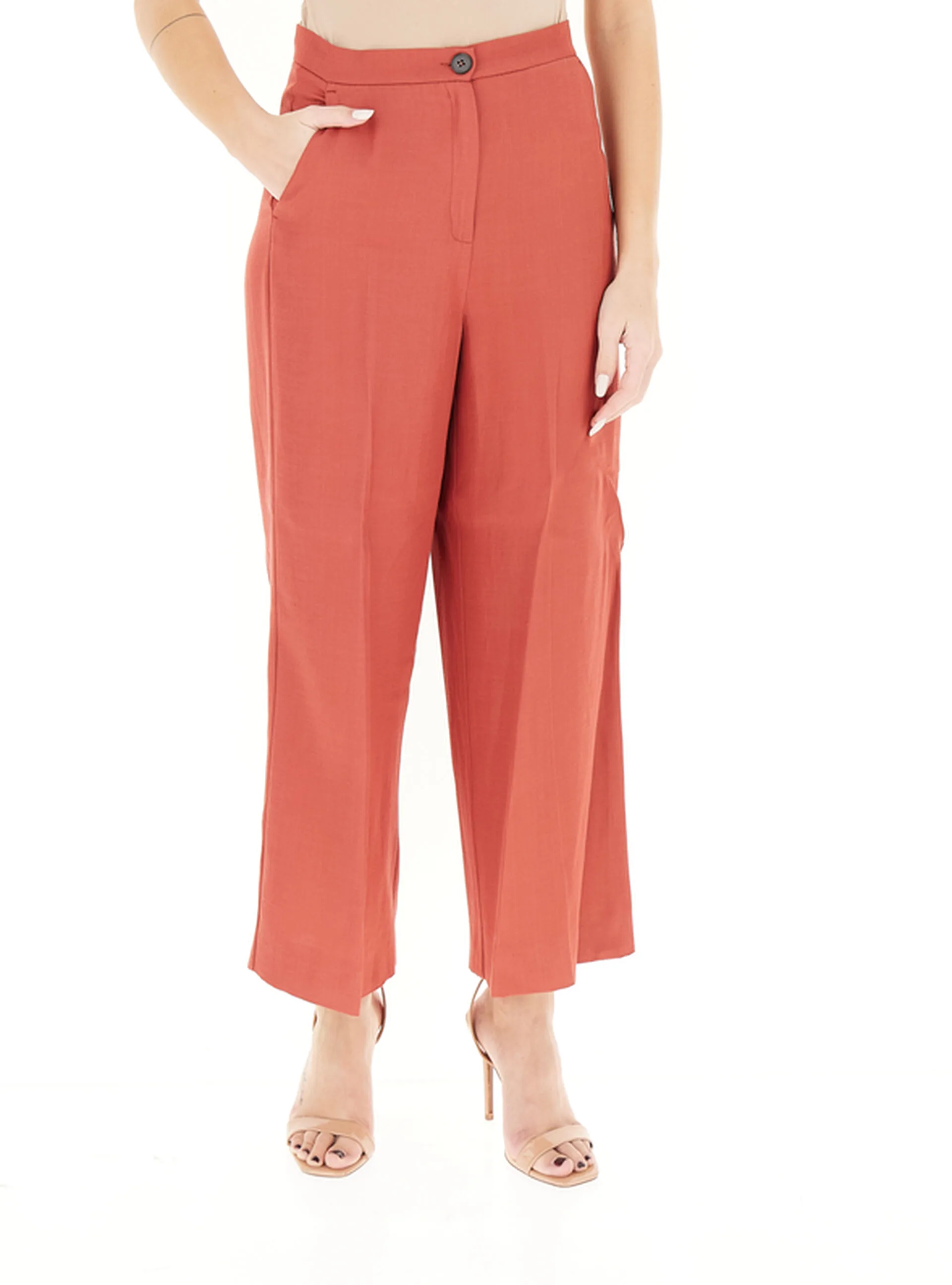 Pantalone misto lino MATTONE 40 - EMME MARELLA - FashionsVida