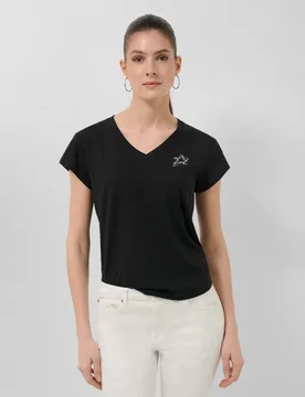 Camiseta de mujer cuello pico punto - Roberto Verino - FashionsVida