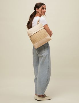 Tichi Diebstahlsichere Rucksack mit Raffia-Effekt