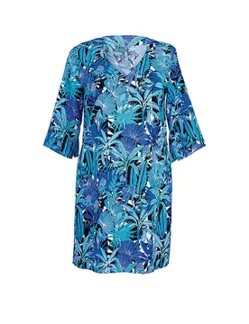 Damen Kleid Palmtree Garda blau L W - Anita - FashionsVida