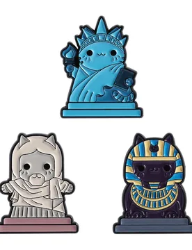 Cartoon Cat Statue Brooch Enamel Pins Custom Cat Art Architecture Statue Brooches Backpack Lapel Badge Funny Decor Jewelry Gift - Aliexpress - FashionsVida