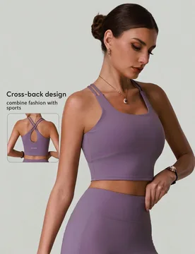 Sujetador deportivo sin costuras con espalda cruzada para mujer, ropa deportiva cómoda y multifuncional para yoga, fitness, running y entrenamiento - Shein - FashionsVida