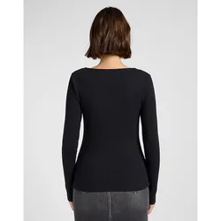 Slim Long Sve Square Neck Top Black Größe XS female