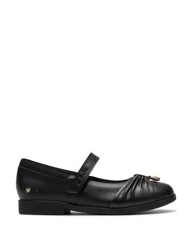Leather School Shoes (7 Small-2½ Large) Black Female - Clarks - FashionsVida