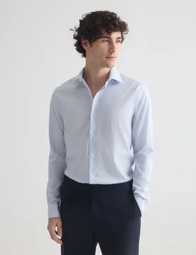 Camisa de hombre de vestir slim a rayas con cuello stretch - Calvin Klein - FashionsVida