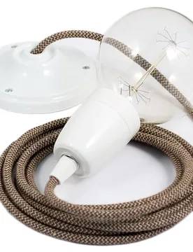 Cables Suspension Luminaire Rd73 Zigzag Diy 50 Cm Tree Bark / White One Size - Creative - FashionsVida