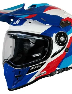 Casco Moto Integrale Adventure J34 Pro Globe Blu Fluo taglia L - JUST1 - FashionsVida
