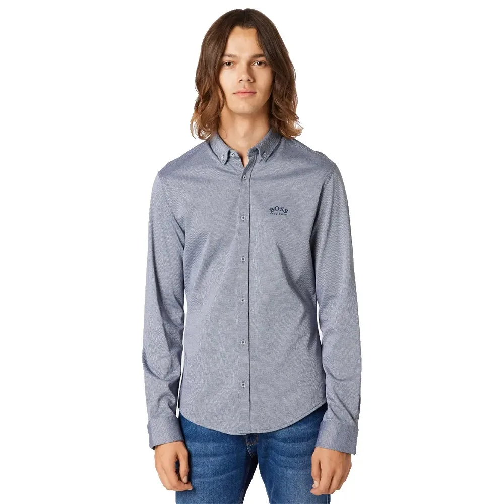Camicia A Maniche Lunghe 505229 Blue L - Hugo Boss - FashionsVida