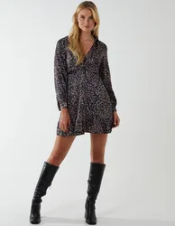 Wrap Bust Mini Shirt Dress - 8 / BLACK - female