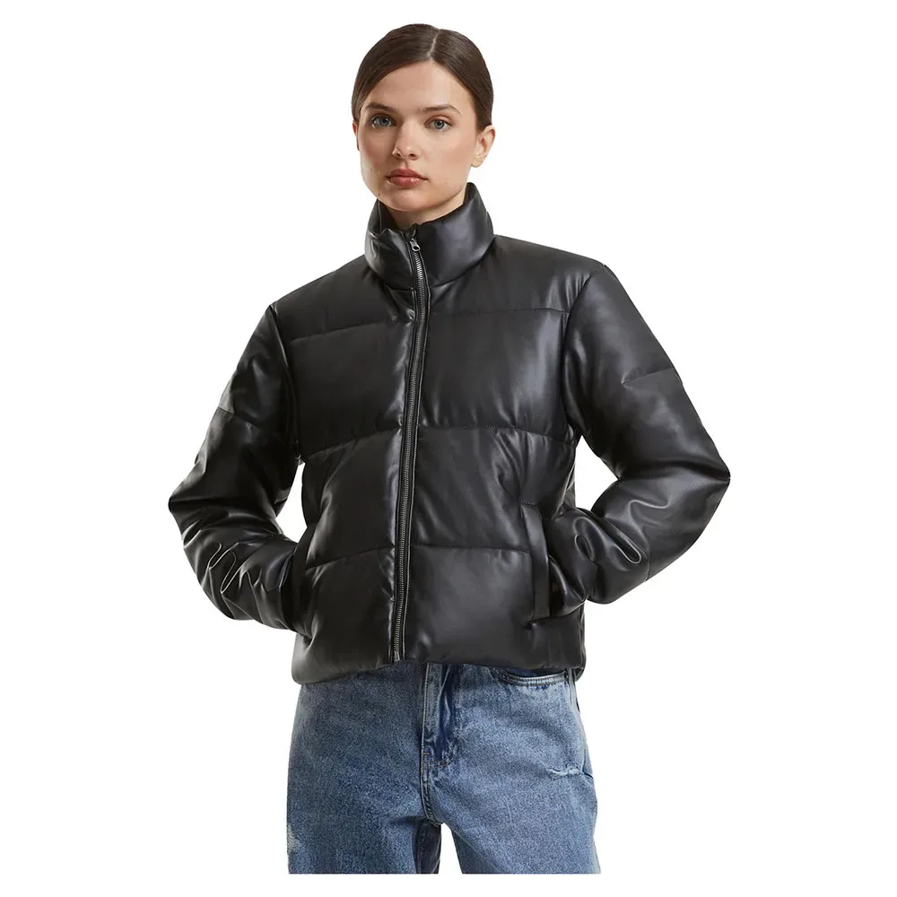 Giacca Imbottita Synthetic Leather Black 4XL - Urban classics - FashionsVida
