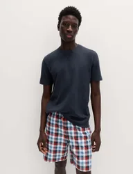 Pure Cotton Checked Pyjamas Set Navy Mix male