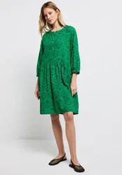 Kleid mit Lochstickerei female Grün
