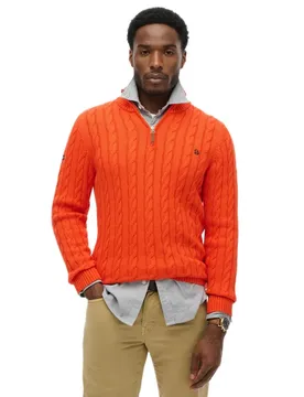 Maglione Con Mezza Zip Classic Cable Bold Orange L