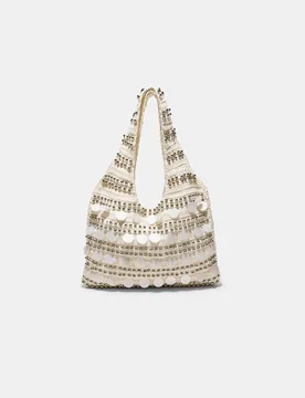 Häkel-Paillettentasche Ecru OS - Stradivarius - FashionsVida
