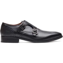 Cleric Mens Monk Shoes Black Leather - Size Uk 11