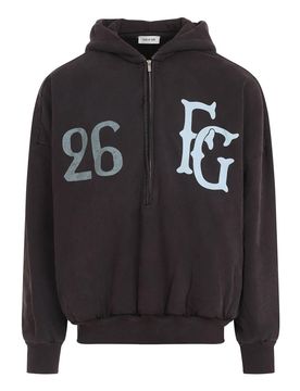 Felpa con cappuccio e mezza zip