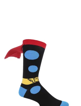 Pair Multi Coloured Marvel Thor Cape Cotton Socks Men's 6-11 Mens - - Multi Coloured - Size: 6-11 Mens - Film & TV Characters - FashionsVida