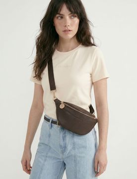 T-shirt con cotone con scritta ricamata - nude