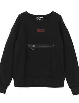 Felpa Girocollo Uomo Grosgrain Sweat Black/red - BOY LONDON - FashionsVida