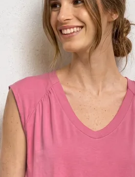 Dropped Shoulder Shirt mit Elastiksaum female Pink - Street One - FashionsVida