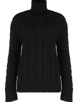 Cable-Knit Virgin-Wool Turtleneck Sweater